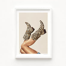 Load image into Gallery viewer, Discover 'These Boots Leopard Print' - a captivating artwork blending fashion and artistry. Bold leopard print meets footwear in a stunning visual narrative. Explore untamed elegance and fierce style. Click to experience more