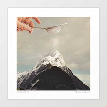 Load image into Gallery viewer, Adding the final baking flourish of icing sugar to the mountain top of Piopiotahi, Mitre Peak, Milford Sound, Southland New Zealand.