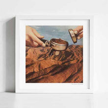 Load image into Gallery viewer, Barista Coffee County by Vertigo Artography - Surreal artwork combining coffee culture with mountainous landscapes. Perfect for coffee enthusiasts and art collectors. Shop now to add a unique touch to your modern home decor and coffee cafe walls