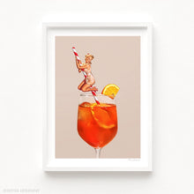 Charger l&#39;image dans la galerie, bar cart, coastal cowgirl, wall art, art print, western art print, rodeo girl, pin-up art,  retro collection, set of 2 art prints, Aperol spritz, cocktail all art, orange art