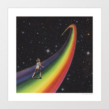 Cargar imagen en el visor de la galería, &#39;Retro Cosmic Rainbow Roller Skating&#39; Art Print by Vertigo Artography