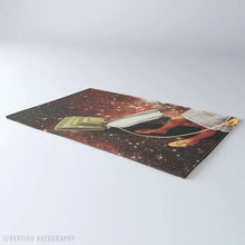 Load image into Gallery viewer, Close-up detail of Vertigo Artography artwork area rug — soft chenille texture with vibrant surreal print, statement homeware for eclectic interiors