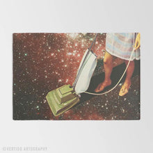 Load image into Gallery viewer, lose-up detail of Vertigo Artography artwork area rug — soft chenille texture with vibrant surreal print, statement homeware for eclectic interiors