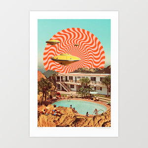 'Cosmic UFO pool party' Art Print by Vertigo Artography