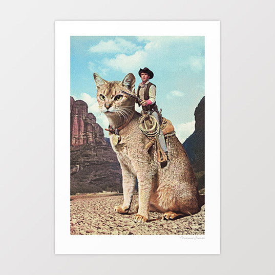 'Cat Lone Ranger' Art Print by Vertigo Artography