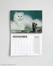 Load image into Gallery viewer, A beautifully designed 2026 collage art calendar presenting expressive surreal artworks arranged to match each season.
