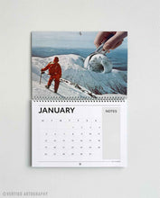 Load image into Gallery viewer, A striking 2026 collage art calendar with imaginative surreal illustrations arranged to reflect seasonal themes month by month.
