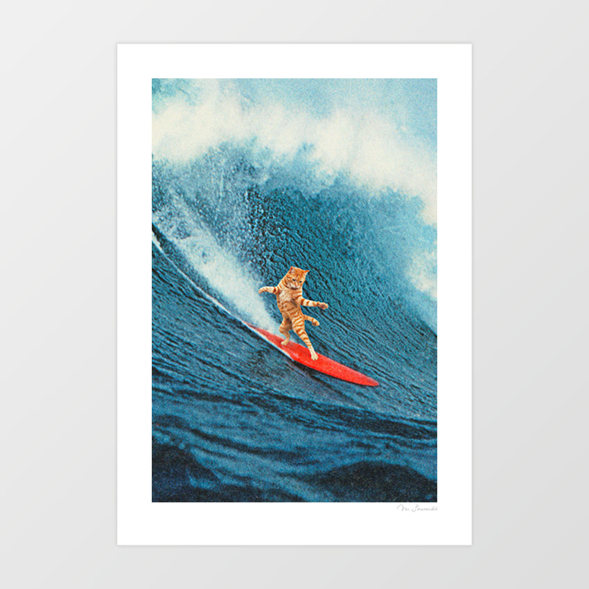 Meowmi Vice - Surfing Ginger Cat' Art Print by Vertigo Artography | R