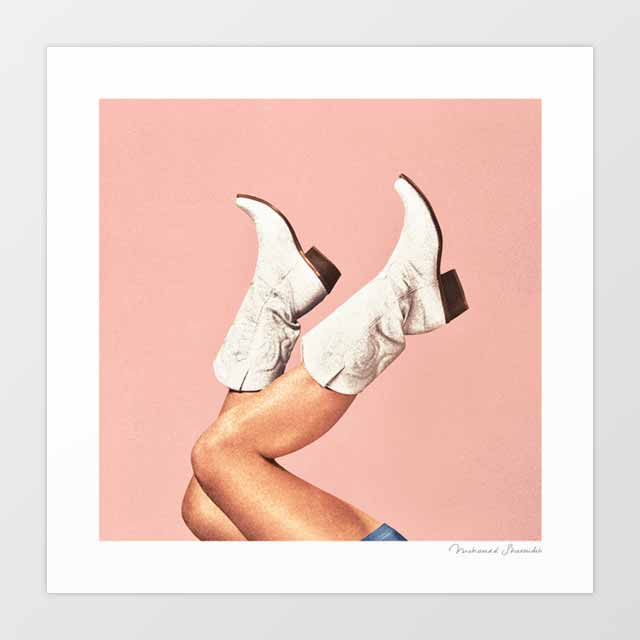 'These Boots - Peach' Art Print by Vertigo Artography