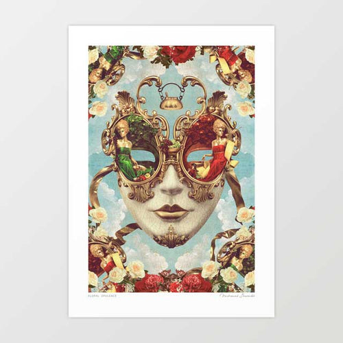 'Floral Opulence' Venetian Mask Art Print by Vertigo Artography.