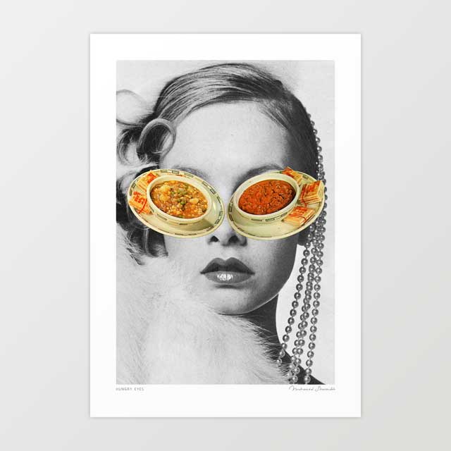 Hungry Eyes' Art Print by Vertigo Artography | Surreal 1960s Mod Fash
